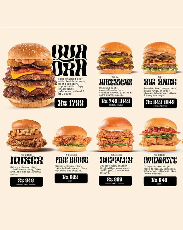 Burger Lab menu