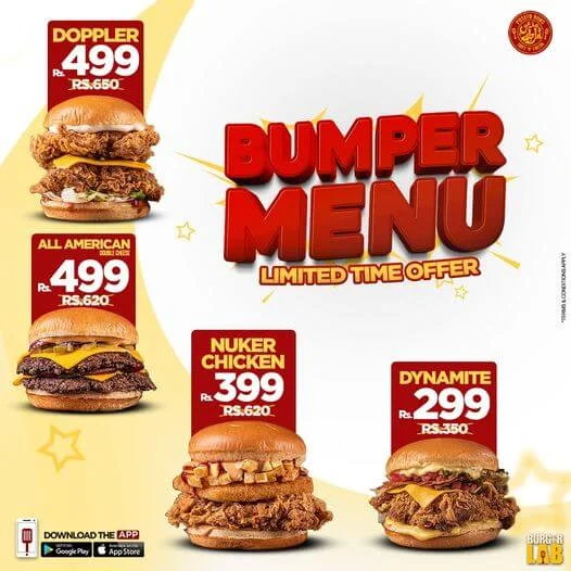 Burger Lab menu and Deals